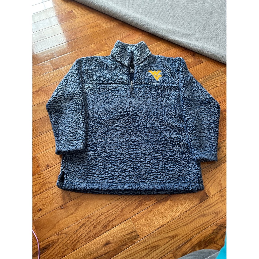 Boxercraft West Virginia Mountaineers Sherpa Fleece Quarter Zip Navy Blue Large